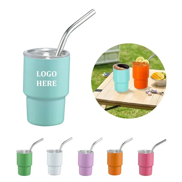 7 OZ Double Wall Stainless Steel Vacuum Tumblers with Straw