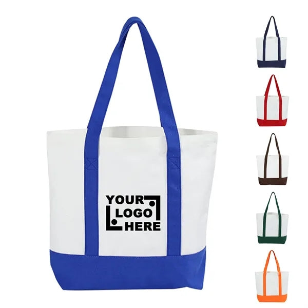 Canvas Tote Bag with Contrasting Panels
