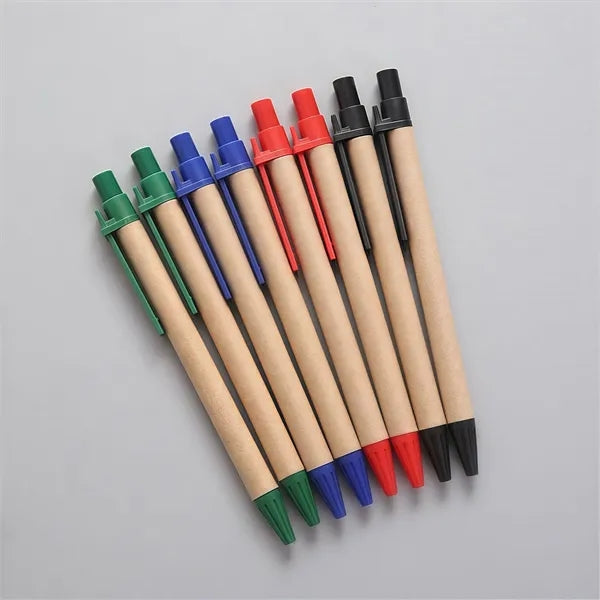 Wheat straw Bamboo Retractable Refillable Ballpoint Pen Clip