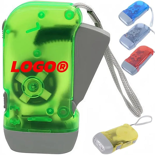 LED Hand Pressing Wind Up Flashlight Torch Crank Power Outdo