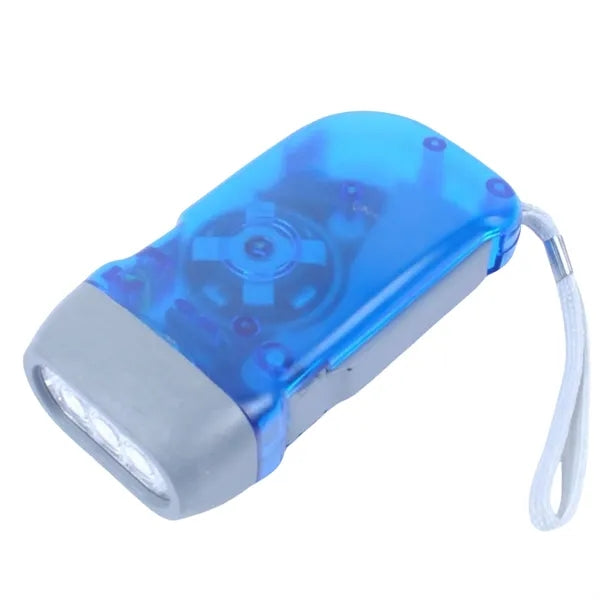 LED Hand Pressing Wind Up Flashlight Torch Crank Power Outdo