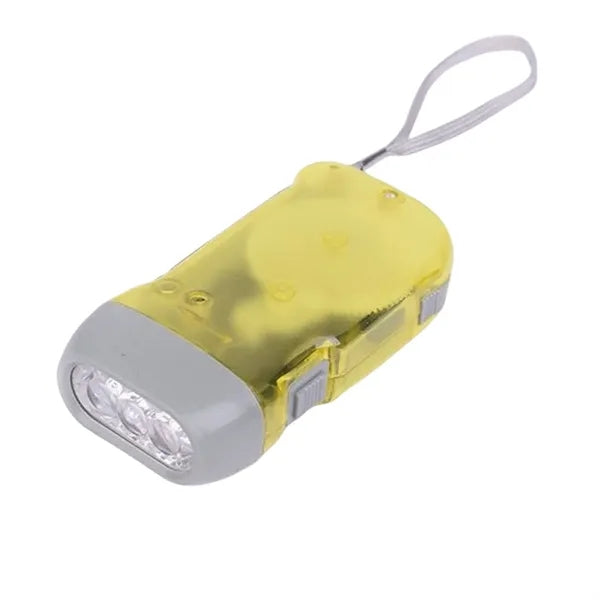 LED Hand Pressing Wind Up Flashlight Torch Crank Power Outdo