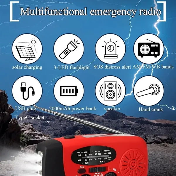 New SOS Emergency Solar Hand Crank Radio Power Bank