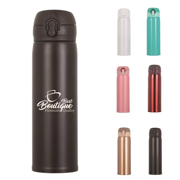 Portable Stainless Steel Water Bottle with Quick-Open Lid
