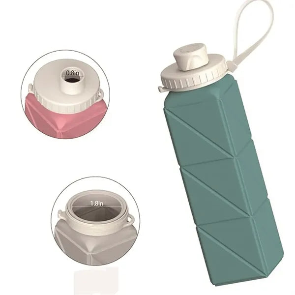 Collapsible Portable Silicone Water Bottle with Straw Lid