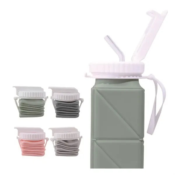 Collapsible Portable Silicone Water Bottle with Straw Lid