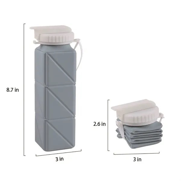 Collapsible Portable Silicone Water Bottle with Straw Lid