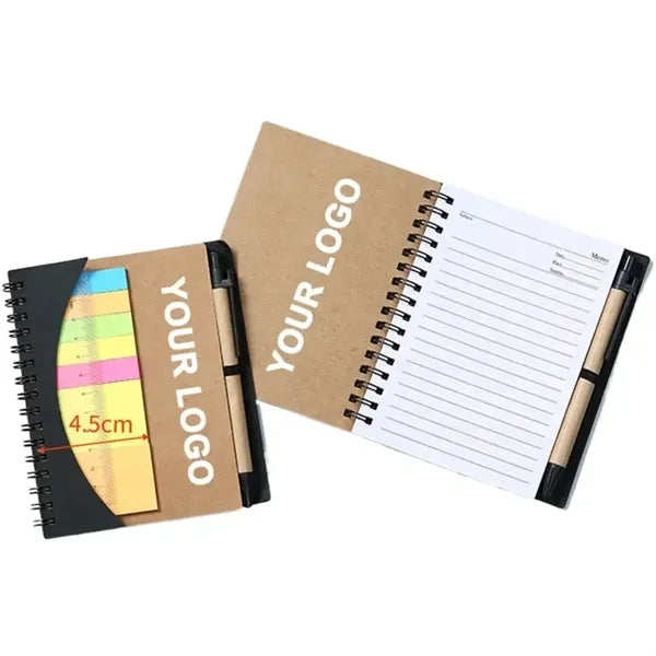 Spiral Notebook W/Pen Ruler And Sticky Notes