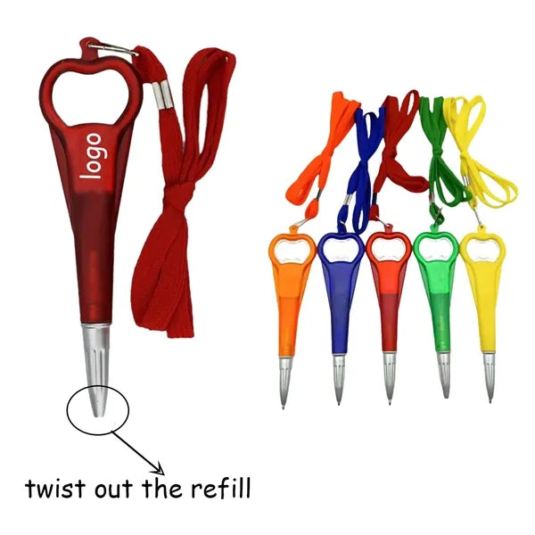 Multifunctional Lanyard Pen That Can Open Wine Bottles