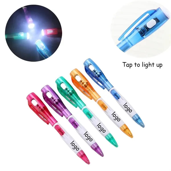 Multifunctional Ballpoint Pen With Lighted Flashlight