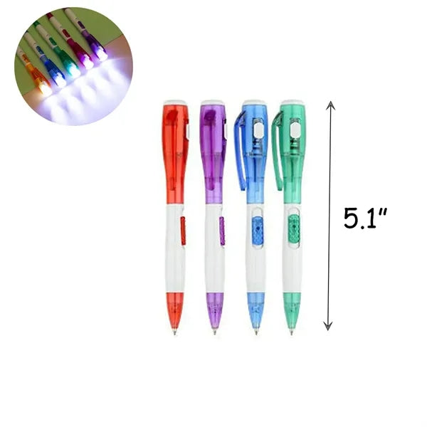 Multifunctional Ballpoint Pen With Lighted Flashlight