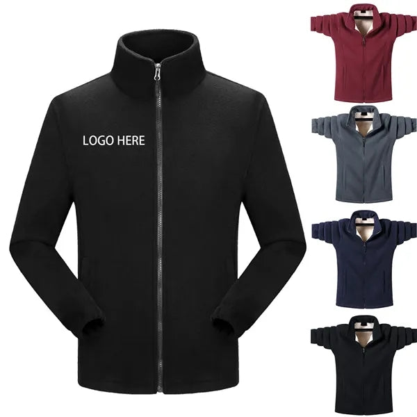 Men's Fleece Jacket Full-Zip Work Coat Thermal Windbreaker
