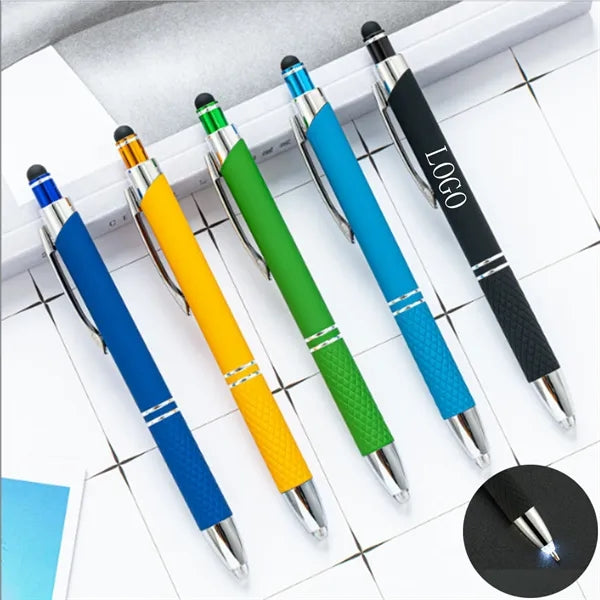 Multi -Function Stylus Touch Ballpoint Pen With LED Light