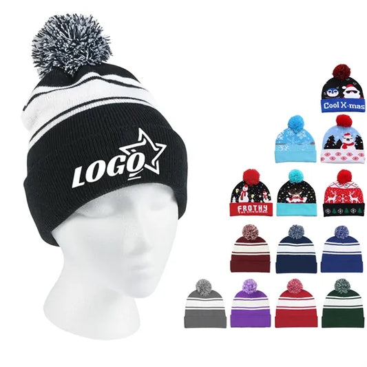 Knit Pom Beanie With Cuff