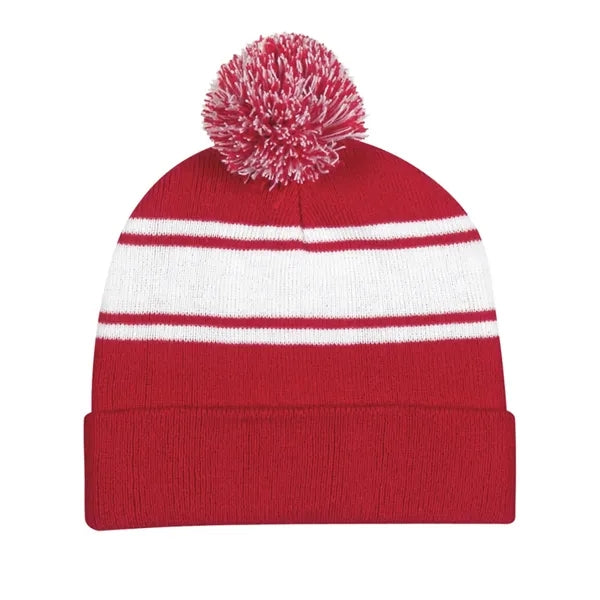 Knit Pom Beanie With Cuff