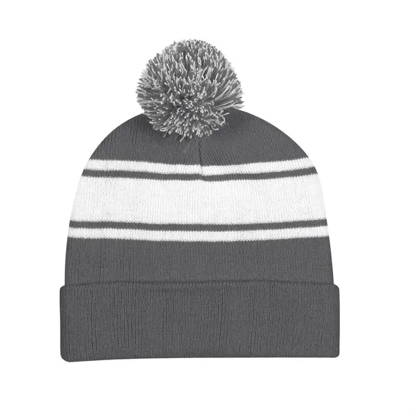 Knit Pom Beanie With Cuff