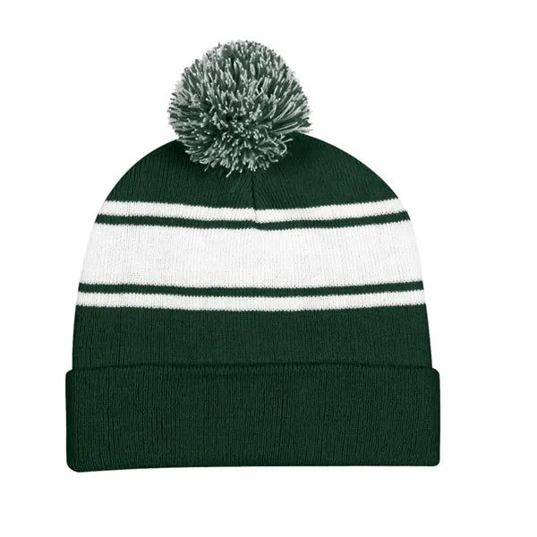 Knit Pom Beanie With Cuff