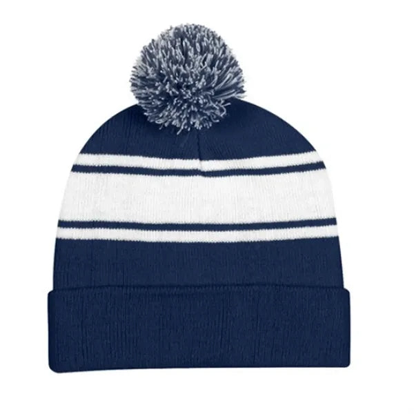 Knit Pom Beanie With Cuff