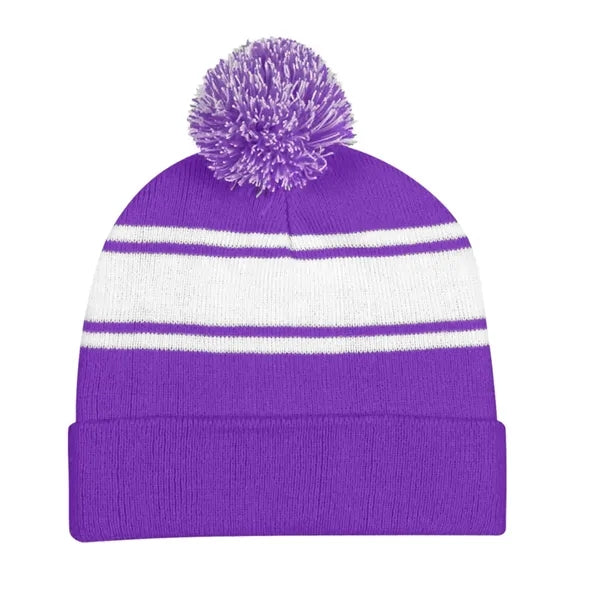 Knit Pom Beanie With Cuff