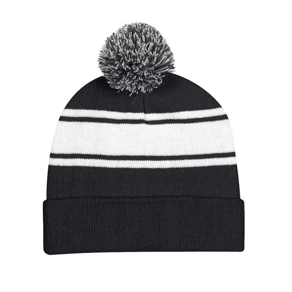 Knit Pom Beanie With Cuff