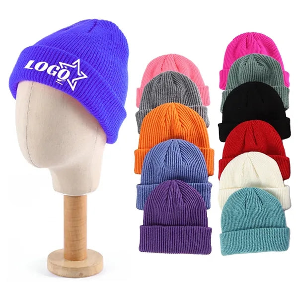 Solid Knit Beanie With Cuff