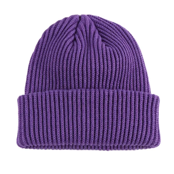 Solid Knit Beanie With Cuff
