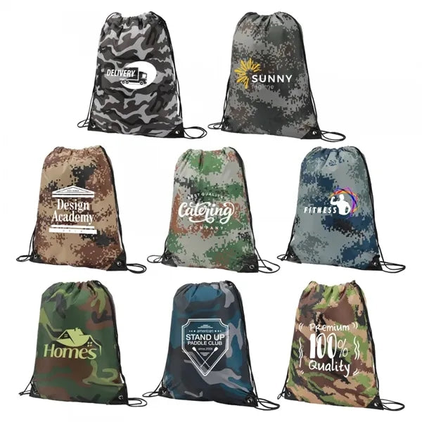 Camo Drawstring Sports Pack 14" X 18" (water Proof)