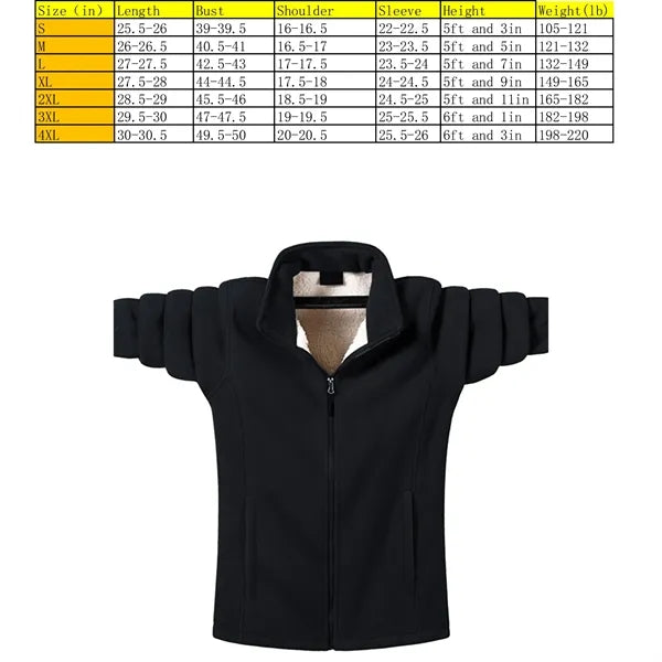 Men's Fleece Jacket Full-Zip Work Coat Thermal Windbreaker