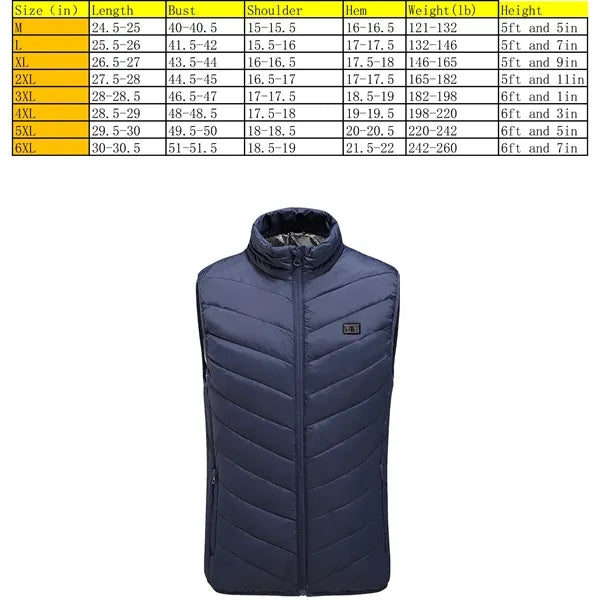 Electric Heated Vest 9 Heating Zones Dual control