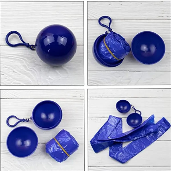 Portable disposable raincoat ball