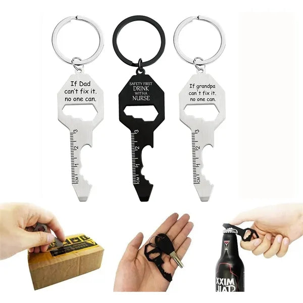 6 in 1 Key Chain Bottle Opener Multi Tool Stainless Steel