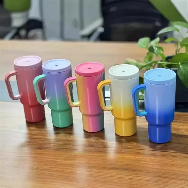 40oz/1140ml Metal Tumbler With Straw And Silicone Handle