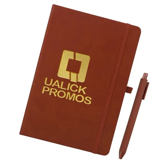 A5 PU Hardcover Medium Notebook Journal with Pen