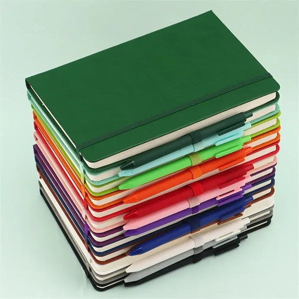 A5 PU Hardcover Medium Notebook Journal with Pen