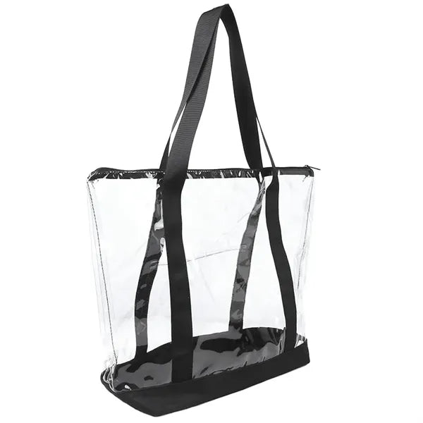Clear Zipper Tote Bag with Reinforced Handles