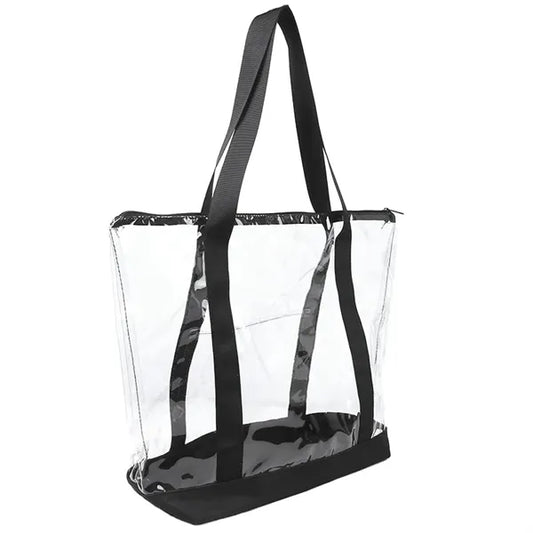Clear Zipper Tote Bag with Reinforced Handles