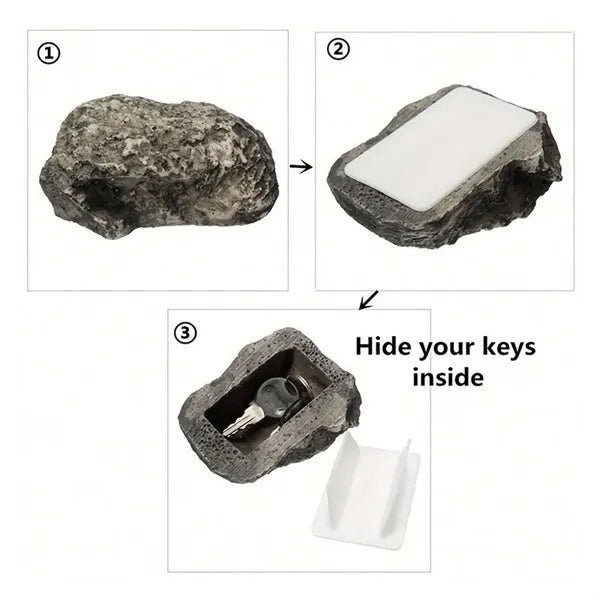 Simulated stone outdoor garden hidden key box