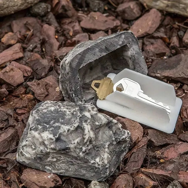 Simulated stone outdoor garden hidden key box