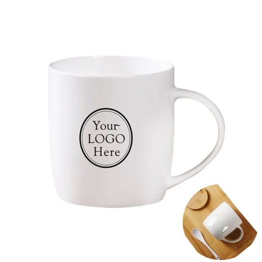 12oz Ceramic Coffee Mug Set with Lid & Spoon