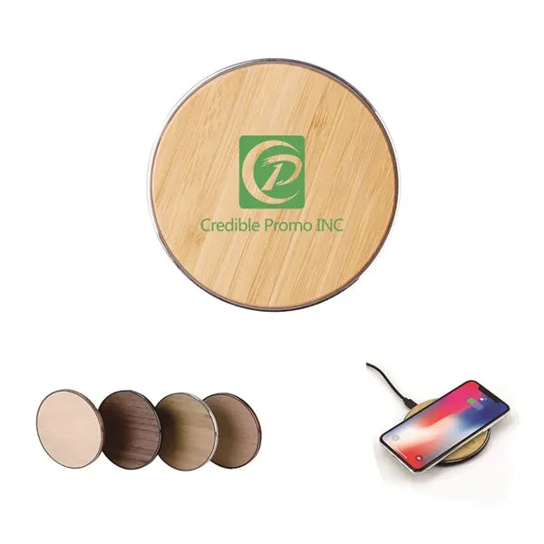 15W Round Bamboo Wood Wireless Charger