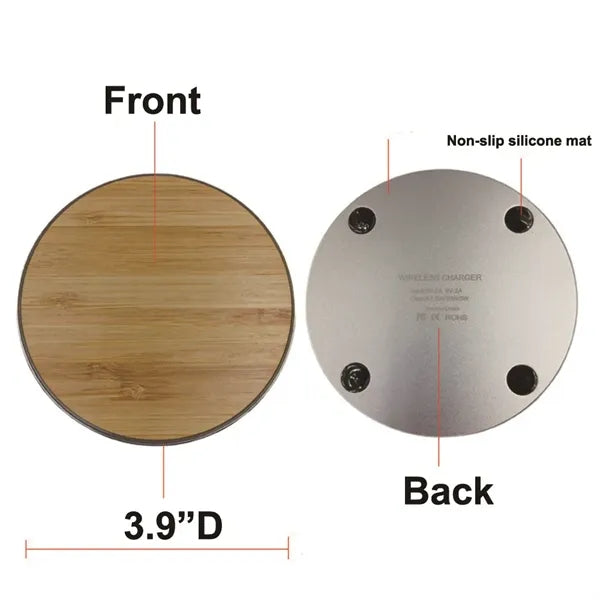15W Round Bamboo Wood Wireless Charger