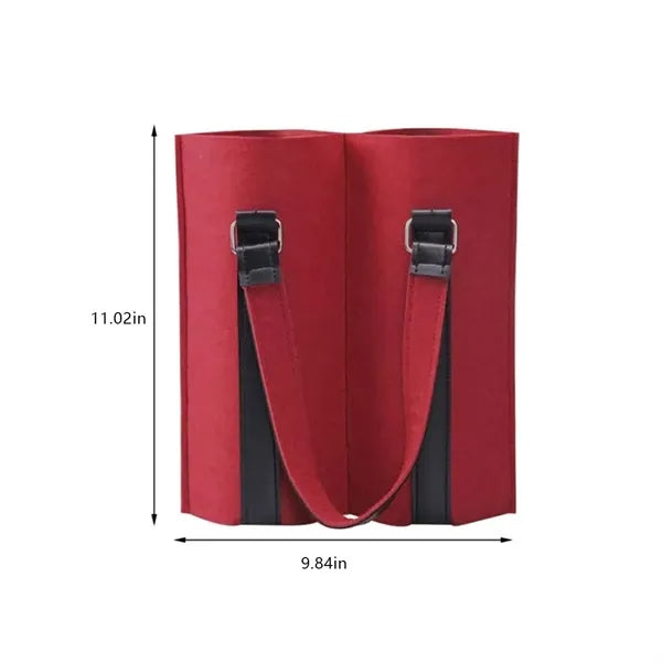 Durable Party Favors Felt 2-Wine Bottle Beer Tote Bag