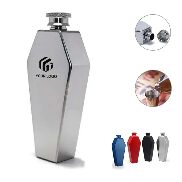 Portable Whisky Alcohol Wine Pot Coffin Shape Hip Flask