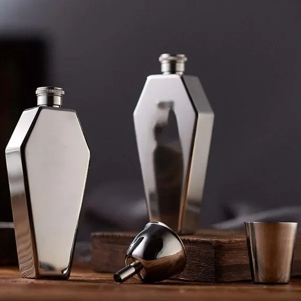 Portable Whisky Alcohol Wine Pot Coffin Shape Hip Flask