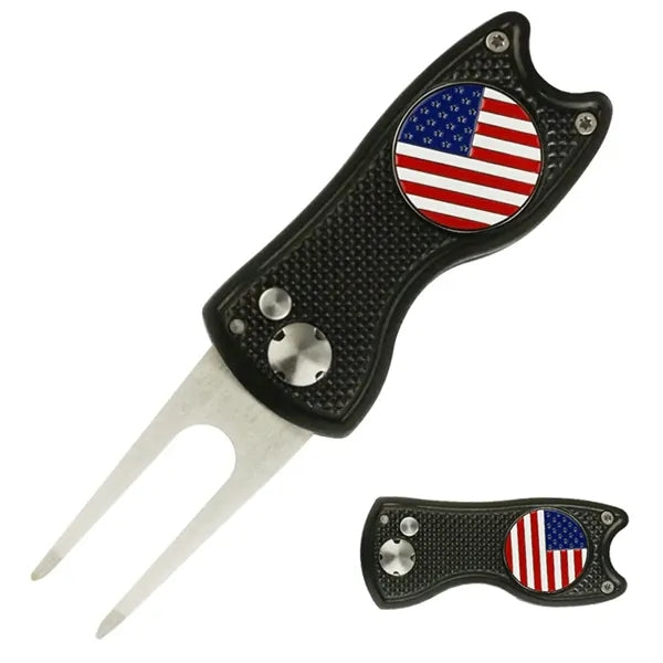 Foldable Divot Repair Tool with Magnetic Ball Marker