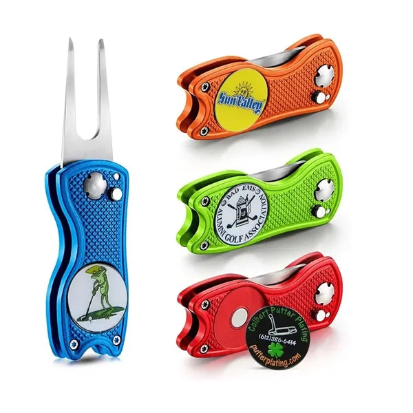 Foldable Divot Repair Tool with Magnetic Ball Marker