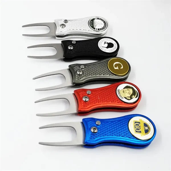 Retractable Golf Divot Repair Tool with Custom Magnetic Ball