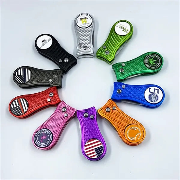 Retractable Golf Divot Repair Tool with Custom Magnetic Ball