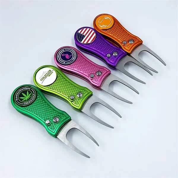 Retractable Golf Divot Repair Tool with Custom Magnetic Ball
