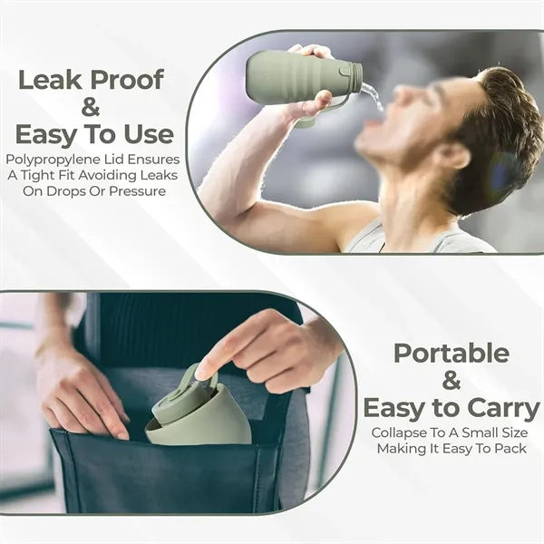 Multi-purpose portable foldable large silicone water bottle